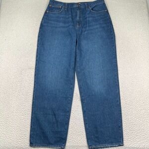 NWT Madewell Jeans Womens 33 *35 Baggy Straight Relaxed Fit High Rise Denim Blue
